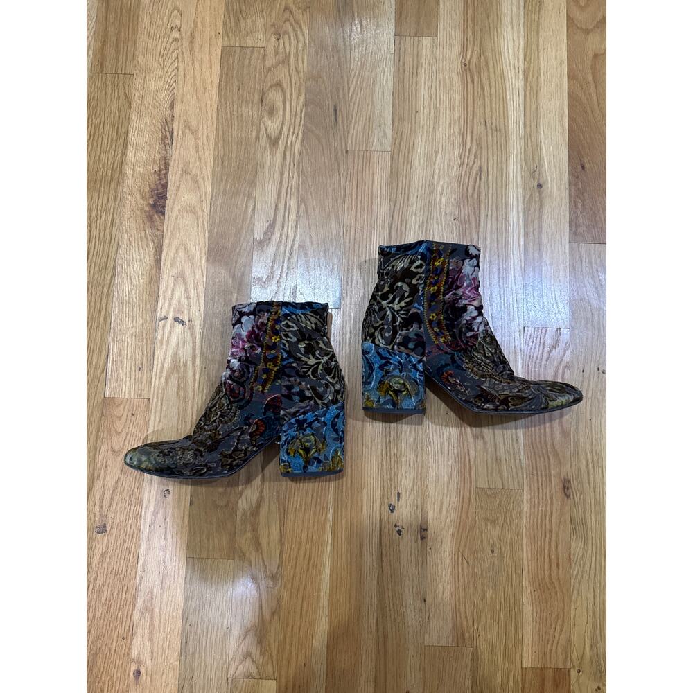 STRATEGIA Velvet Brocade Patchwork Boho Festival Ankle Boots Whimsygoth 39.5 - Picture 6 of 10